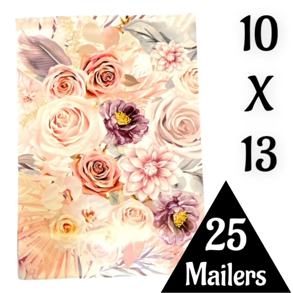 25 10X13 Boho Floral Rose Flat Poly Mailers PRICE IS FIRM - Picture 2 of 6